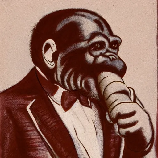 Prompt: ape smoking a cigar