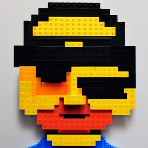 Image similar to portrait of Bono made of Lego