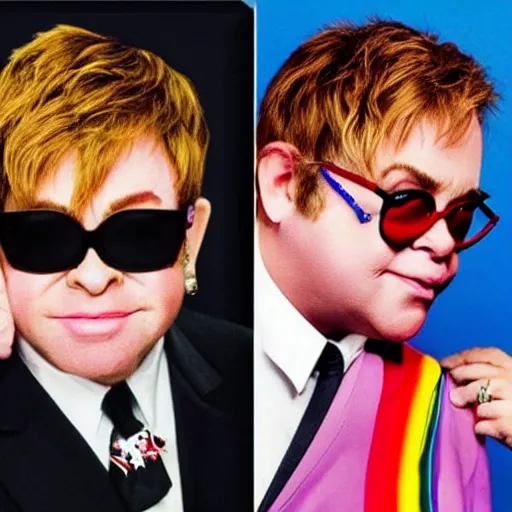 Prompt: gay puting kissing elton john