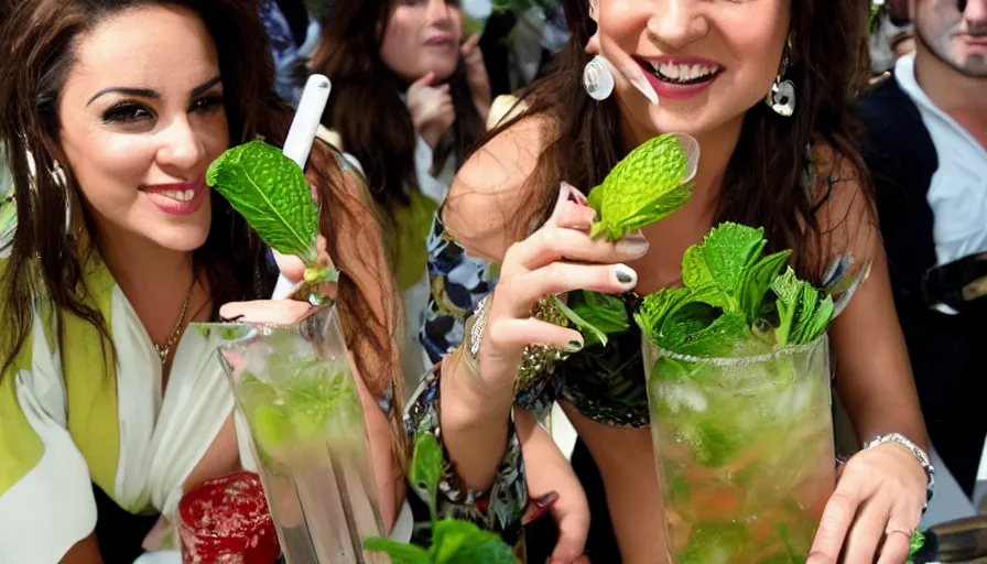 Image similar to rosalia the spanish singer sipping a mojito