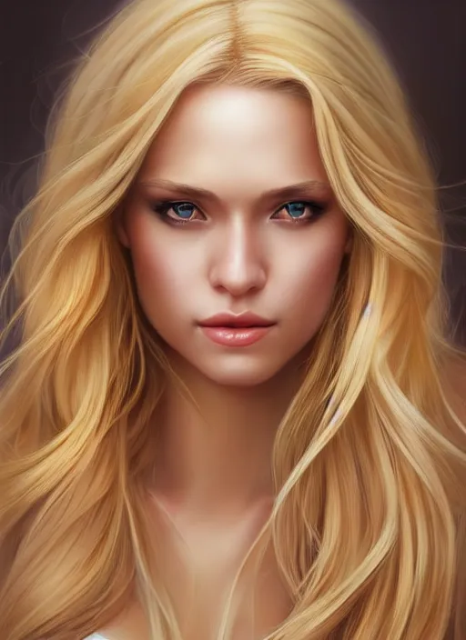 Image similar to image of a gorgeous female with long blonde hair in the style of stefan kostic, realistic, full body shot, wide angle, sharp focus, 8 k high definition, insanely detailed, intricate, elegant, art by stanley lau and artgerm, floating embers