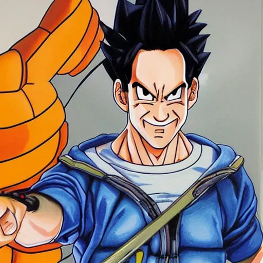 Image similar to Painting of Paul Rudd, official, detailed, character dragonball, award winning artwork, Akira Toriyama