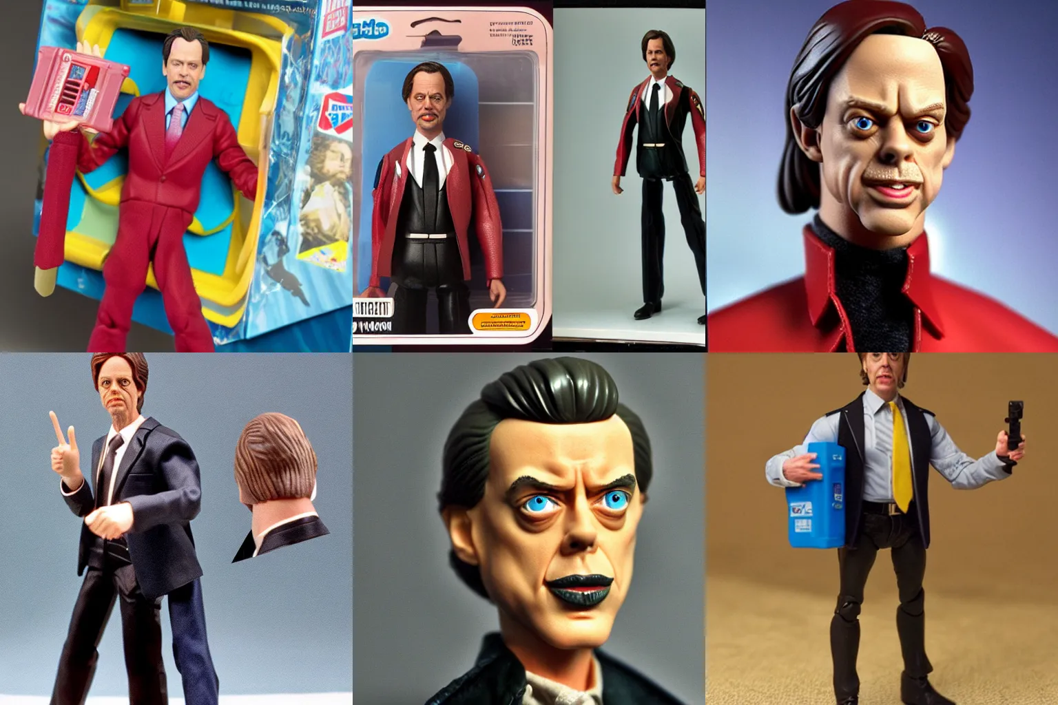 Prompt: Steve Buscemi as a 1980s style Hasbro action figure with 5 points of articulation