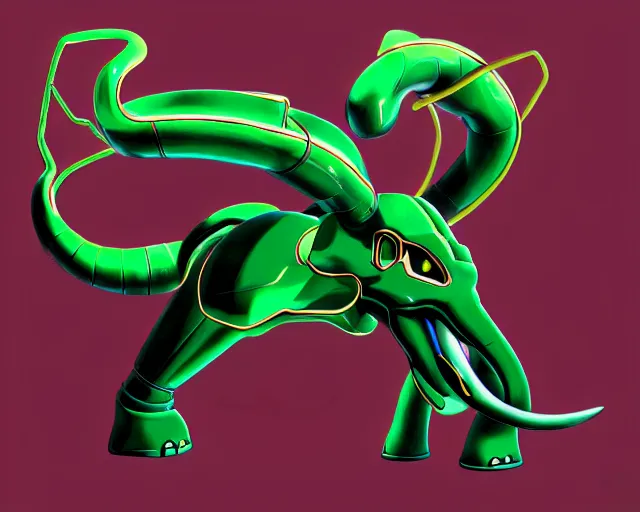 Prompt: Rayquaza Elephant hybrid Photorealistic. Aesthetics of Akira, Ghost in the shell, Neon Genesis Evangelion, Trigun