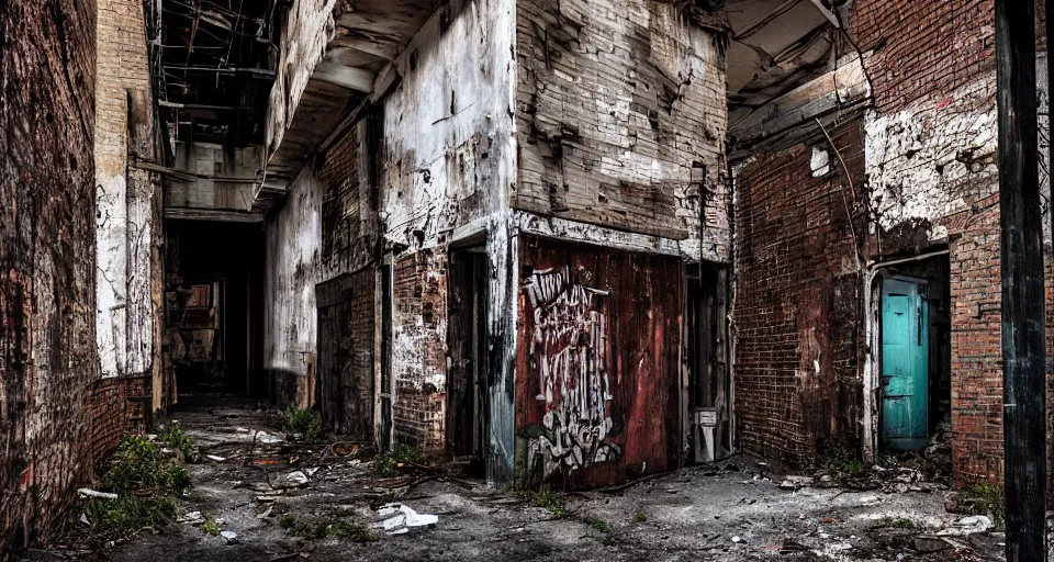ghost in an abandoned alleyway, color photograph by | Stable Diffusion ...