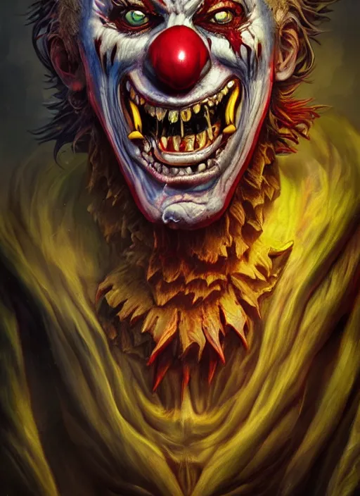 Image similar to evil horror clown, monster anatomy, ross tran, vivid colors, anatomical, highly detailed sculpture, intricate detailed, ommatidia, 8 k, cinematic atmosphere, post - processing