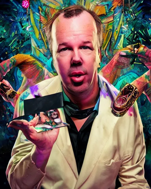 Prompt: doug stanhope in a strip club after eating 3 mg of lsd dof hdr art by aleksi briclot and alexander'hollllow'fedosav and laura zalenga