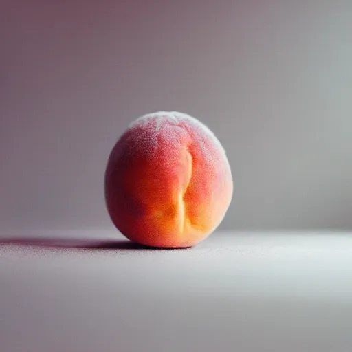 Image similar to a macro photo of a round peach's dry hairy skin, hyper realistic, hyper detailed, 35mm, very grainy film, pink volumetric studio lighting, bokeh, black background award winning shot, vogue magazine, cinematic, 8k, very closeup, elegant, tender, pastel