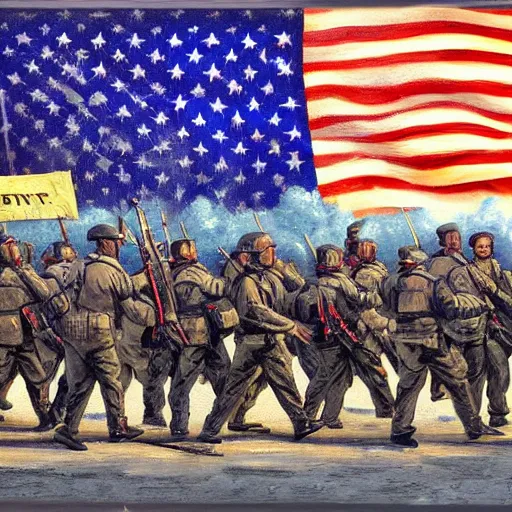 Image similar to painting of ww3 USA