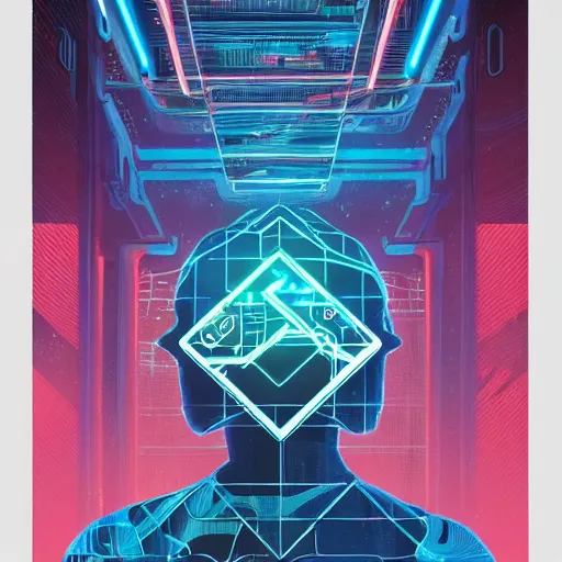 Prompt: medium shot of a mysterious letter digital illustration android netrunner by dan mumford