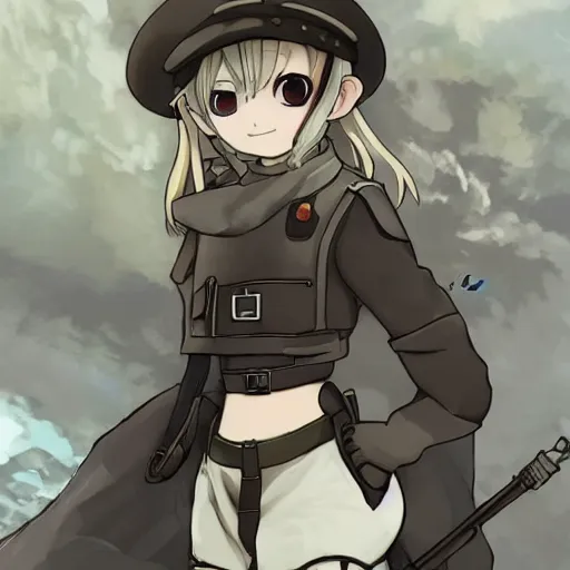 Image similar to beautiful little blonde boy in thigh nazi uniform. made in abyss art style, inspired by kris from deltarrune, cute detailed artwork, anatomically correct, soft details, ilya kuvshinov, reflection, perfect composition, portrait, illumination, digital art, detailed anime soft face, symmetrical face, western comic, illustration, realistic, nazism