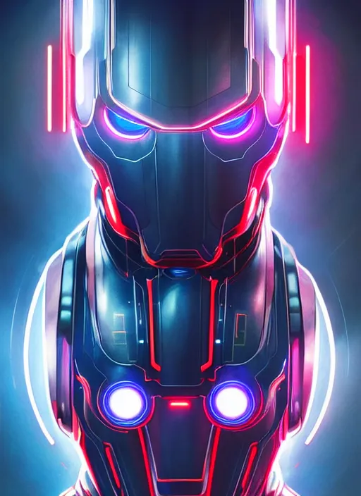 Image similar to symmetry!! portrait of ultron, sci - fi, tech wear, glowing lights!! intricate, elegant, highly detailed, digital painting, artstation, concept art, smooth, sharp focus, illustration, art by artgerm and greg rutkowski and alphonse mucha