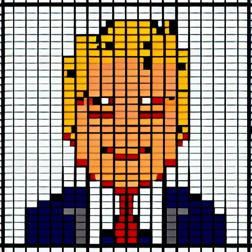 Image similar to pixel art of donald trump