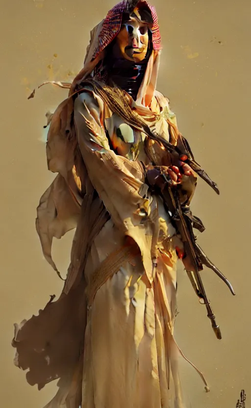 Image similar to a personification of the country saudi arabia, highly detailed, digital painting, artstation, concept art, sharp focus, illustration, art by greg rutkowski and alphonse mucha