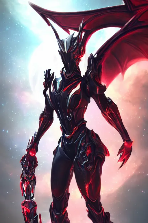 Prompt: galactic hyperdetailed elegant beautiful stunning giantess anthropomorphic mecha sexy hot female dragon goddess, sharp spines, sharp metal ears, sharp red eyes, smooth red skin, smooth black armor, bigger than galaxy, epic proportions, epic scale, epic size, warframe destiny fanart, furry, dragon art, goddess, giantess, furaffinity, octane render