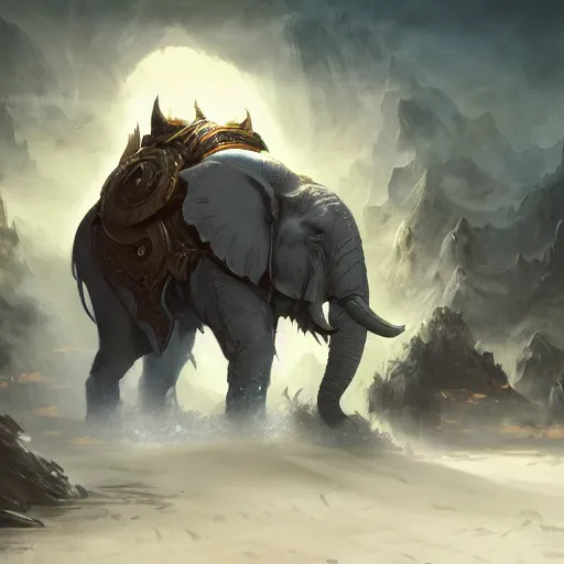 Prompt: an olifant, epic fantasy style, in the style of Greg Rutkowski, hearthstone artwork