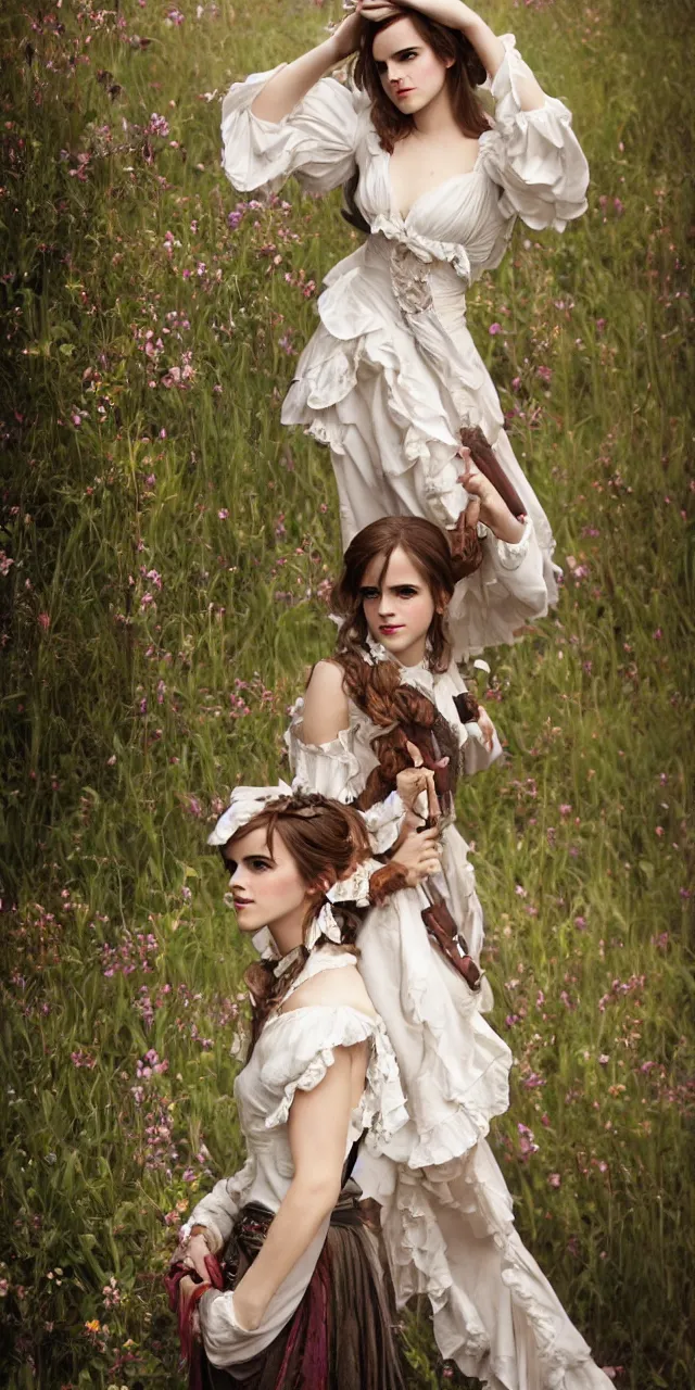 Image similar to emma watson southern belle style artgerm greg rutkowski alphonse mucha canon fujifilm sony alpha nikon adam arkapaw david bailey