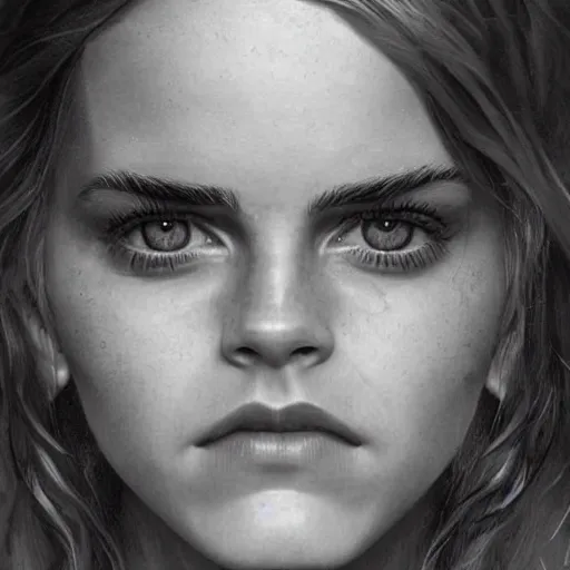 Image similar to Very funny Emma Watson looking like an old monkey, colorful painting on grey scale face, powerful , magic, thunders, dramatic lighting, intricate, wild, highly detailed, digital painting, artstation, concept art, smooth, sharp focus, illustration, art by artgerm and greg rutkowski and alphonse mucha, footage