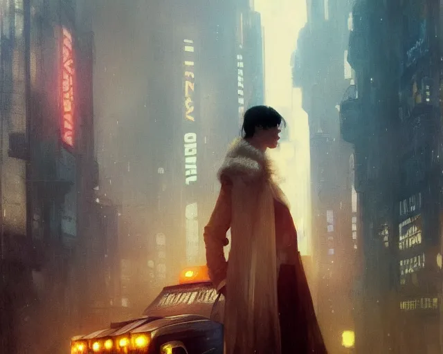 Image similar to 2 0 1 8 blade runner movie still girl look at the cityscape from roof perfect face fine realistic face pretty face neon puffy jacket blue futuristic sci - fi elegant by denis villeneuve tom anders zorn hans dragan bibin thoma greg rutkowski ismail inceoglu illustrated sand storm alphonse mucha