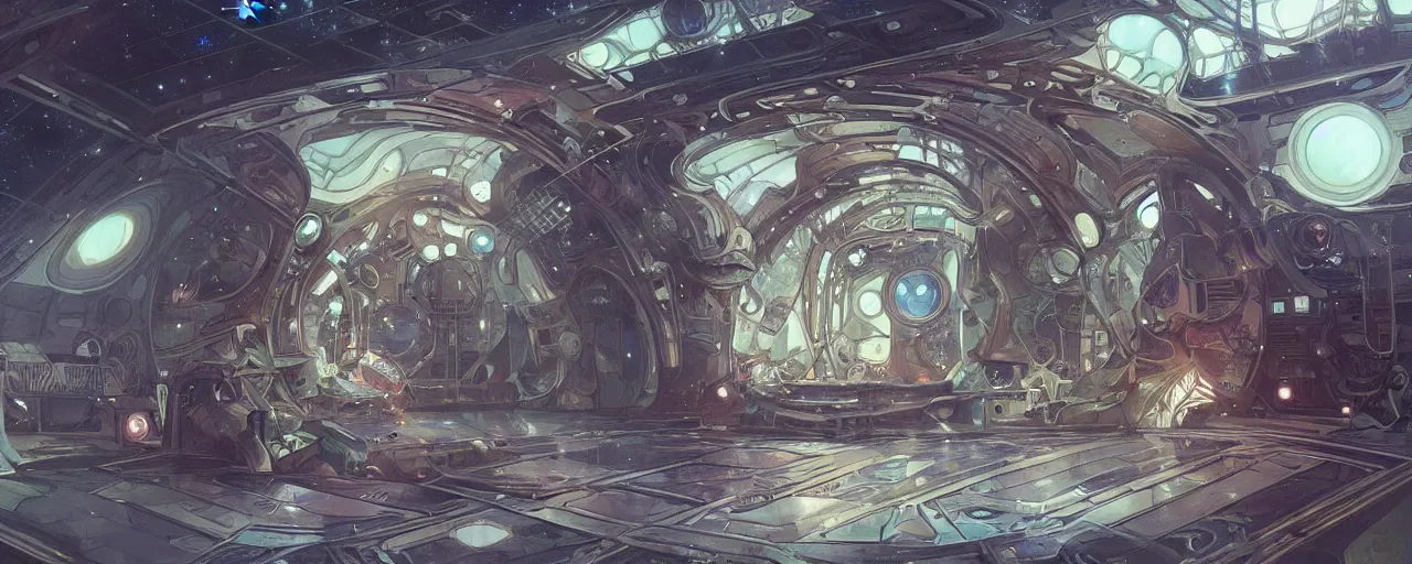 Image similar to A outside view of abandoned space station in the deep space, fantasy, intricate, elegant, highly detailed, digital painting, artstation, concept art, illustration, art by artgerm and alphonse mucha