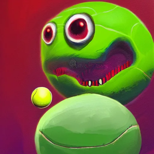 Image similar to a tennis ball monster, digital art, fantasy, magic, trending on artstation, ultra detailed, professional illustration by Basil Gogos