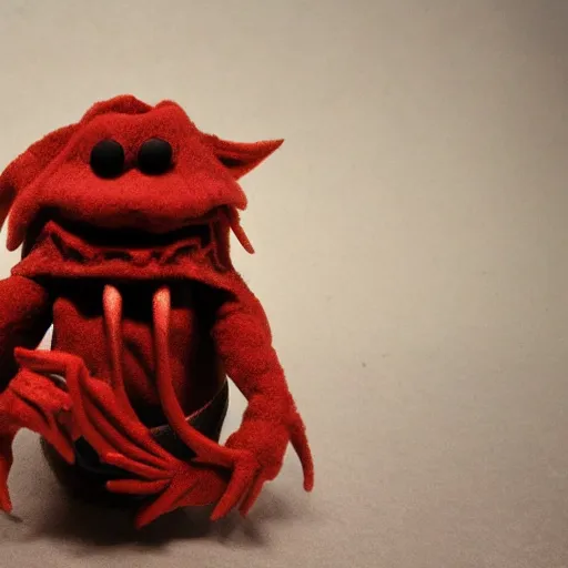 Prompt: toy cthulhu in the style of Jim Henson's muppets, photo, high definition