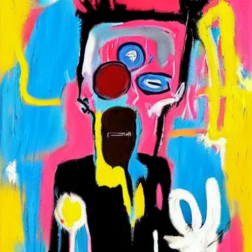 Prompt: Digital art, Oil on canvas, jean-Michel Basquiat style of A mirror selfie of a black handsome muscular man with white angel wings and black devil horns holding an iPhone, pitchfork, full body, pink background, abstract jean-Michel Basquiat!!!!!!!! oil painting with thick paint strokes!!!!!!!!, oil on canvas, aesthetic, y2k!!!!!!, intricately!!!!!!!! detailed artwork!!!!!!!, trending on artstation, in the style of jean-Michel Basquiat!!!!!!!!!!!!, by jean-Michel Basquiat!!!!!!!!!!!, in the style of jean-Michel Basquiat!!!!!!!!!!!, in the style of jean-Michel Basquiat!!!!!!!!!!!, in the style of jean-Michel Basquiat!!!!!!!!!!!, in the style of jean-Michel Basquiat!!!!!!!!!!!, in the style of jean-Michel Basquiat!!!!!!!!!!!, david choe