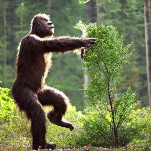 Image similar to Sasquatch tossing a tree