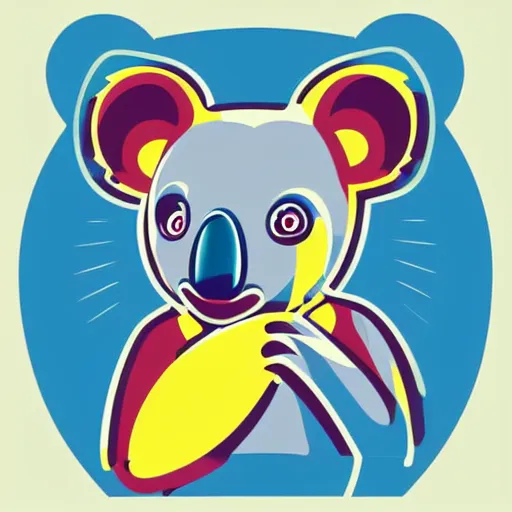 Image similar to Propaganda poster of koala, sticker, highly detailed, colorful, illustration, smooth and clean vector curves, no jagged lines, vector art, smooth