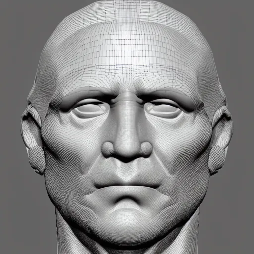 Image similar to cristobal colon head 3 d model, zbrush, wireframe, retopology, artstation, digital human