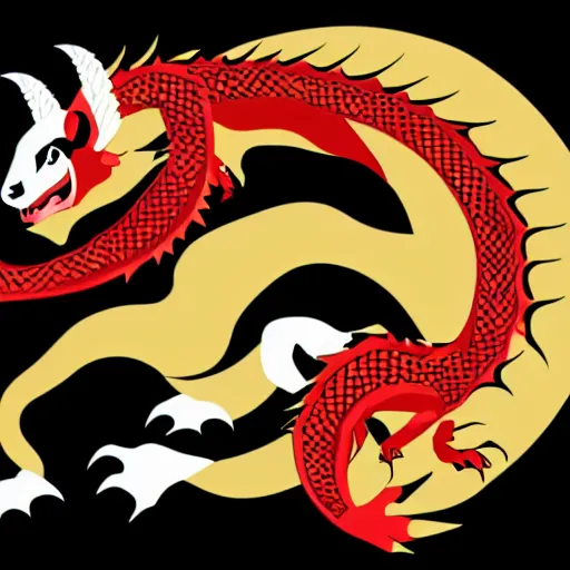 Image similar to vector art of welsh dragon and panda mixed, intercrossed, chimera, adobe illustrator