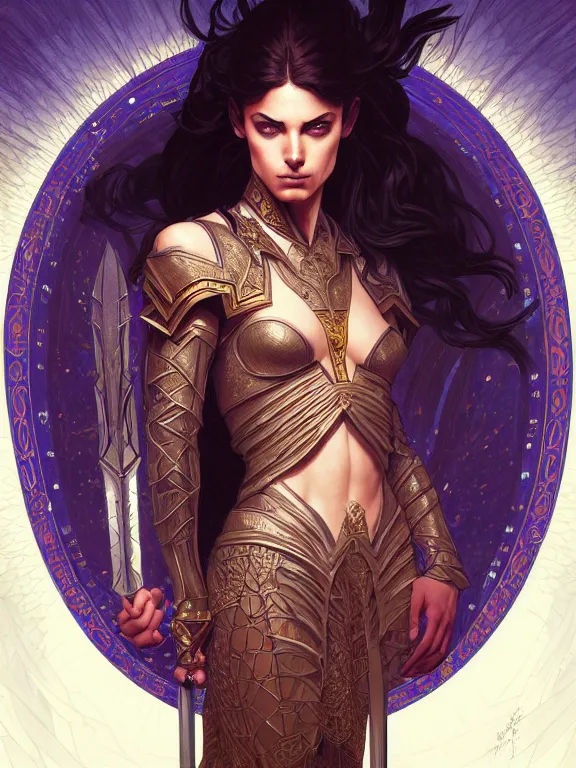 Image similar to symmetry!! intense fanart of a adriana as a mage warrior as acotar protagonist, magic background, intricate, elegant, highly detailed, my rendition, digital painting, artstation, concept art, smooth, sharp focus, illustration, art by artgerm and greg rutkowski and alphonse mucha