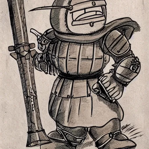 Prompt: original Akira Toriyama character design, medieval knight beaver, holding an enormous sword, sketch, Akira Toriyama style