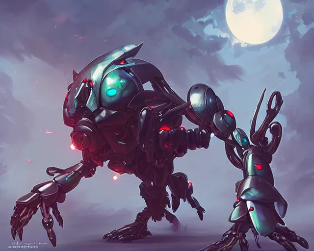 Image similar to artgerm, artstation, mech machines firing at giant bug monsters