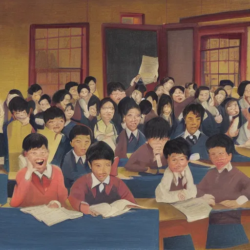 Prompt: school scene, by tooth wu