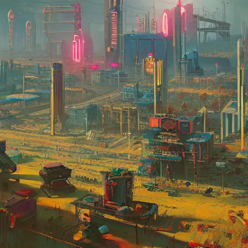 Image similar to cyberpunk wild west, high detail, simon stalenhag