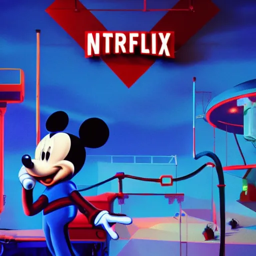 Prompt: netflix workers necropsy on mickey mouse head on sound stage by beeple, 8 k resolution, ultra realistic