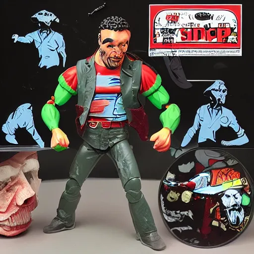 Image similar to stereoscopic ibid, stop motion vinyl action figure, plastic, toy, butcher billy style