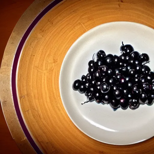 Image similar to a man eats black currants in a plate, hyper realistic, hyper detailed, cfg _ scale 1 5