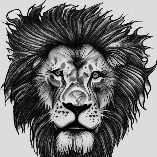 Image similar to Death stranding lion beast, tattoo ink sketch isolated on white background, highly detailed