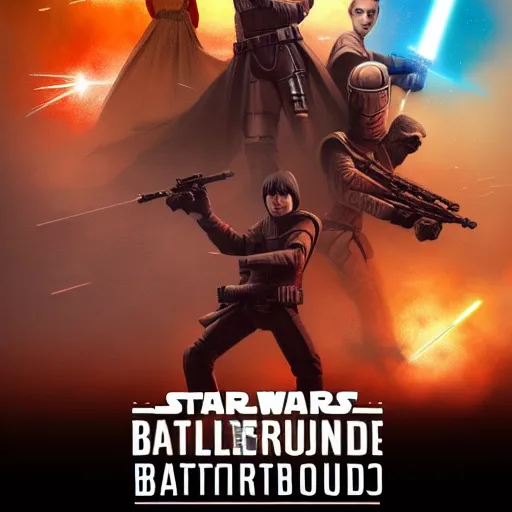 Prompt: star wars battlegrounds is coming to the nintendo store, poster art by George Lucas, trending on cg society, baroque, reimagined by industrial light and magic, prerendered graphics, #vfxfriday