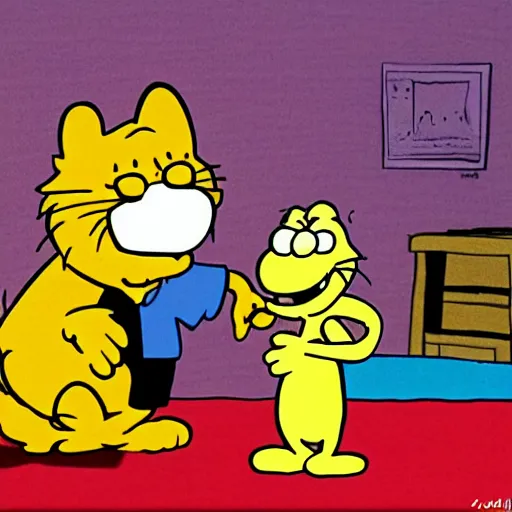 Image similar to a Garfield cartoon, Jim Davis