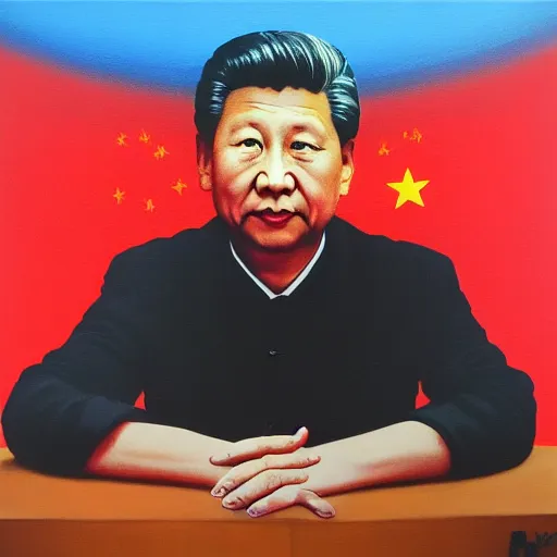 Prompt: “Roger Waters beside Xi Jinping and Vladimir Putin, evil, oil painting, 4k”