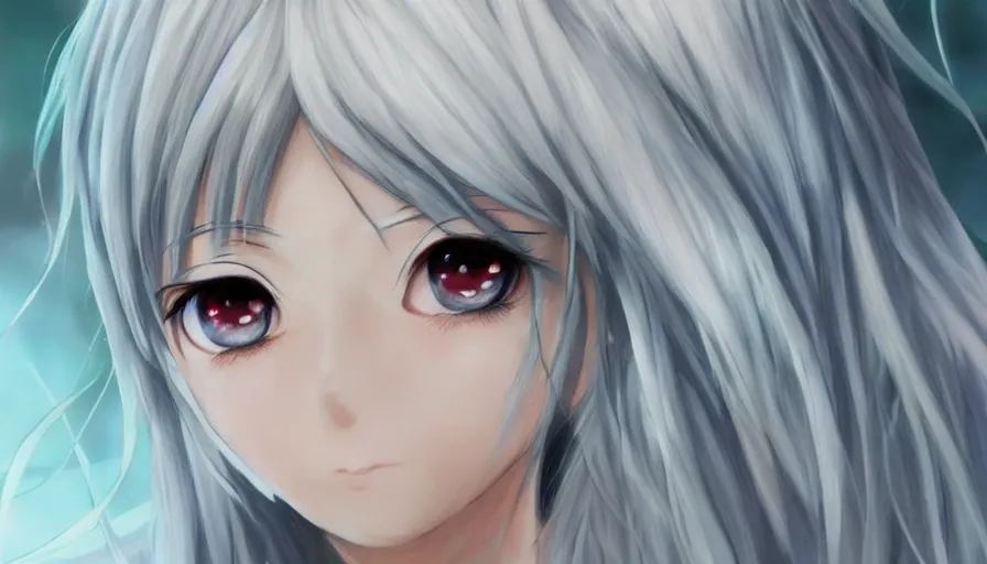 Image similar to cute anime girl, heterochromia, photorealistic