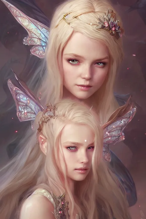 Image similar to fairy princess, highly detailed, d & d, fantasy, highly detailed, digital painting, trending on artstation, concept art, sharp focus, illustration, art by artgerm and greg rutkowski and magali villeneuve