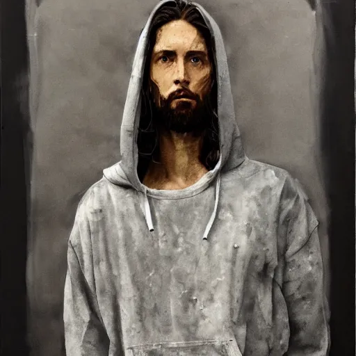 KREA - jesus in jerry lorenzo streetwear hoodie and pants by