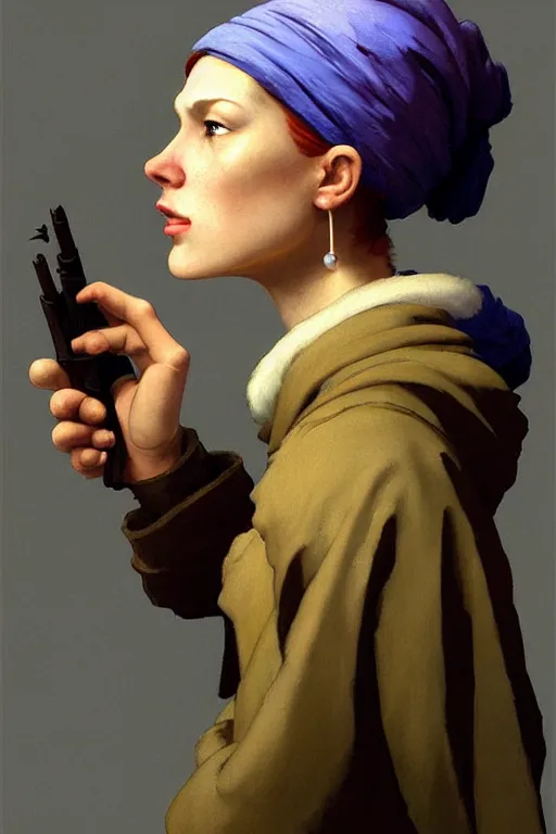 Image similar to full character portrait team fortress 2 video game character art not the girl with the pearl earring character design, painting by gaston bussiere, katsuya terada, nc wyeth, greg rutkowski, craig mullins, vermeer, frank frazetta, mucha, tom of finland, trending on artstation, jeffery catherine jones