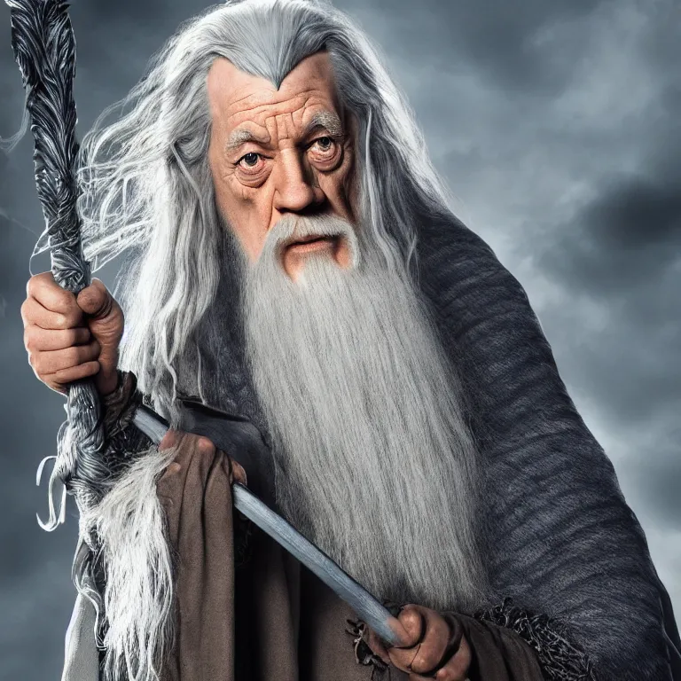 Prompt: Gandalf the Gray as a raven, 4k