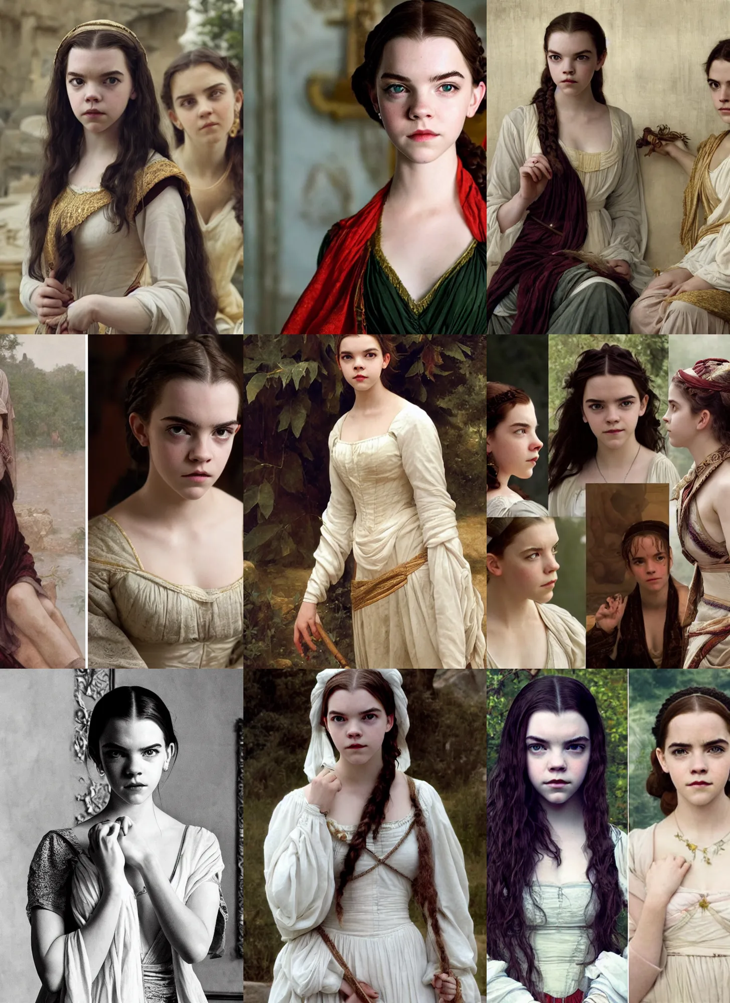 Prompt: anya taylor-joy, emma watson, bouguereau, orientalism