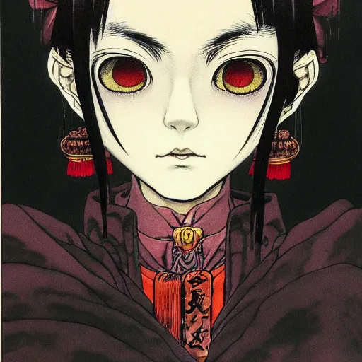 Image similar to prompt : portrait of fantasy character painted in miyazaki color style drawn by katsuhiro otomo and takato yamamoto, inspired by fables, china doll face, smooth face feature, intricate oil painting, high detail, sharp high detail, manga and anime 2 0 0 0